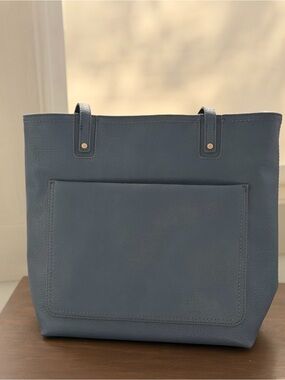 LC Lauren Conrad Blue Leather Tote with Front Pocket